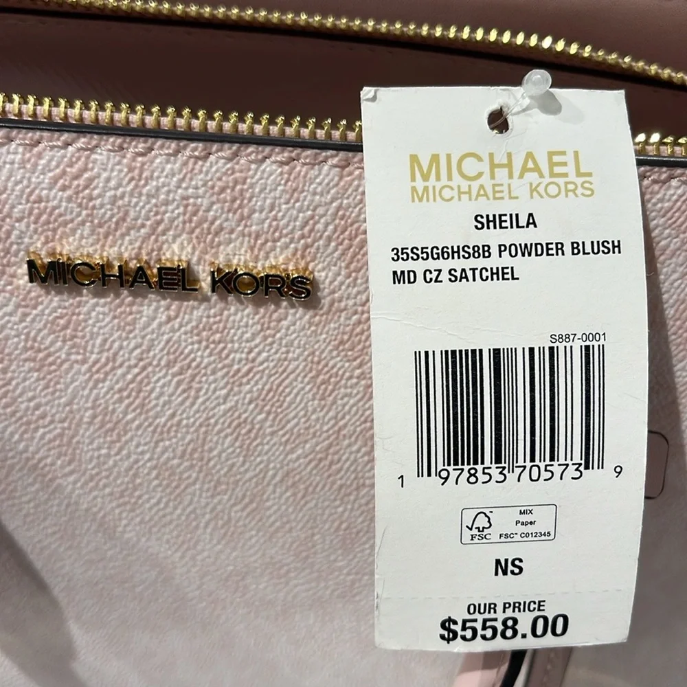 MICHAEL KORS Sheila Md Ombré Signature Logo Satchel Crossbody 
Powder Blush 
NWT - Picture 9 of 16